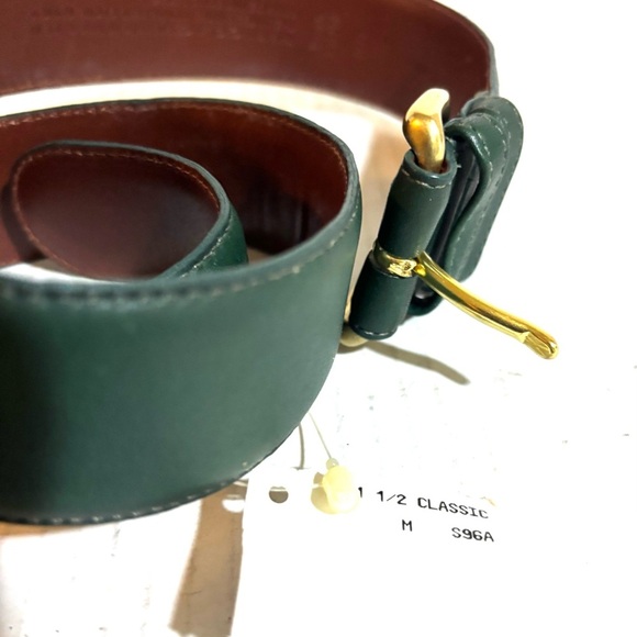 Coach Dark Green Leather Belt with Gold Buckle size M - Picture 4 of 7